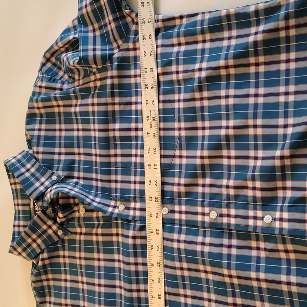 Land's End Shirt Size L Plaid Button Down Long Sleeve Cotton Office Casual Green - Picture 7 of 13